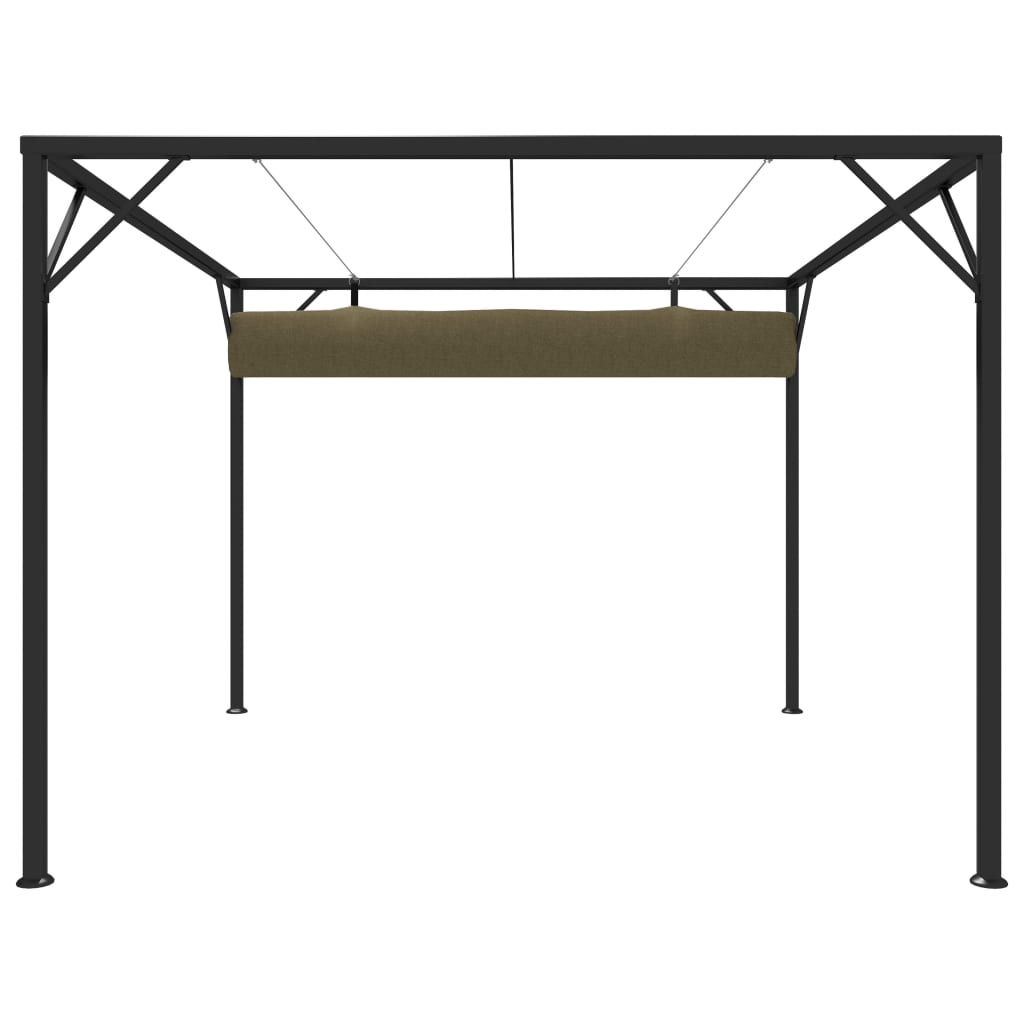 Gazebo jardim telhado retrátil 3x3 m 180 g/m² cinza-acastanhado