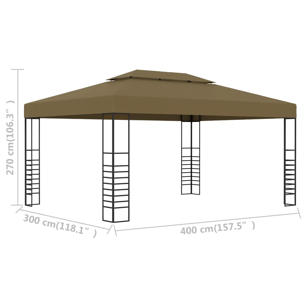 Gazebo 3x4 m 180 g/m² cinza-acastanhado