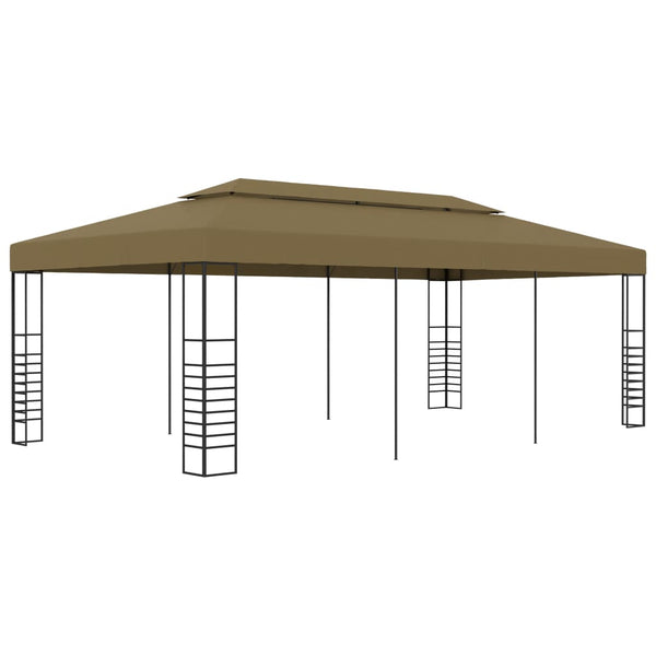 Gazebo 6x3x2,7 m 180 g/m² cinzento-acastanhado