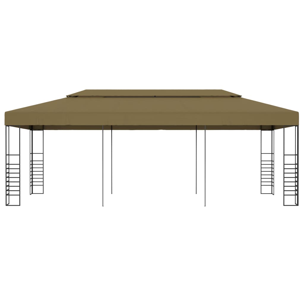 Gazebo 6x3x2,7 m 180 g/m² cinzento-acastanhado