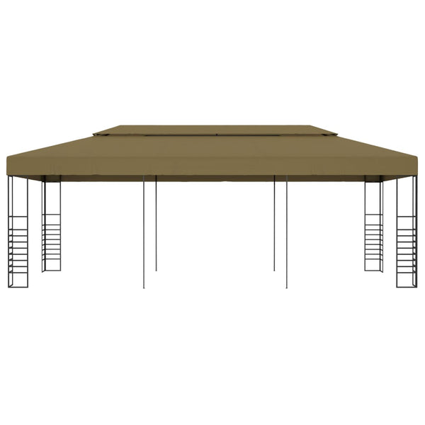Gazebo 6x3x2,7 m 180 g/m² cinzento-acastanhado