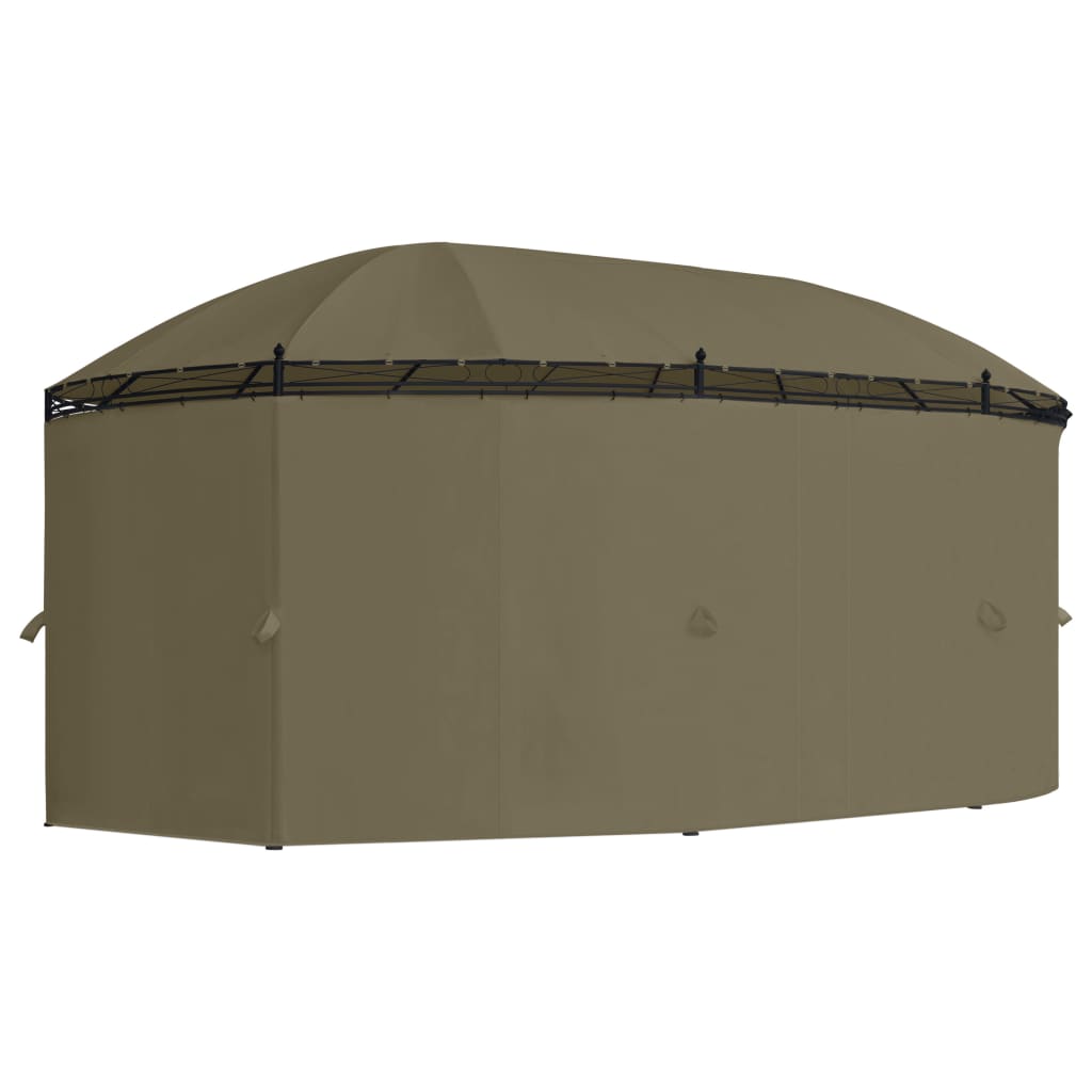 Gazebo c/ cortinas 520x349x255 cm 180 g/m² cinzento-acastanhado
