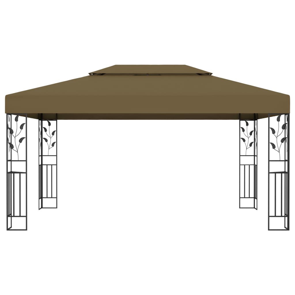 Gazebo com telhado duplo 3x4 m 180 g/m² cinza-acastanhado