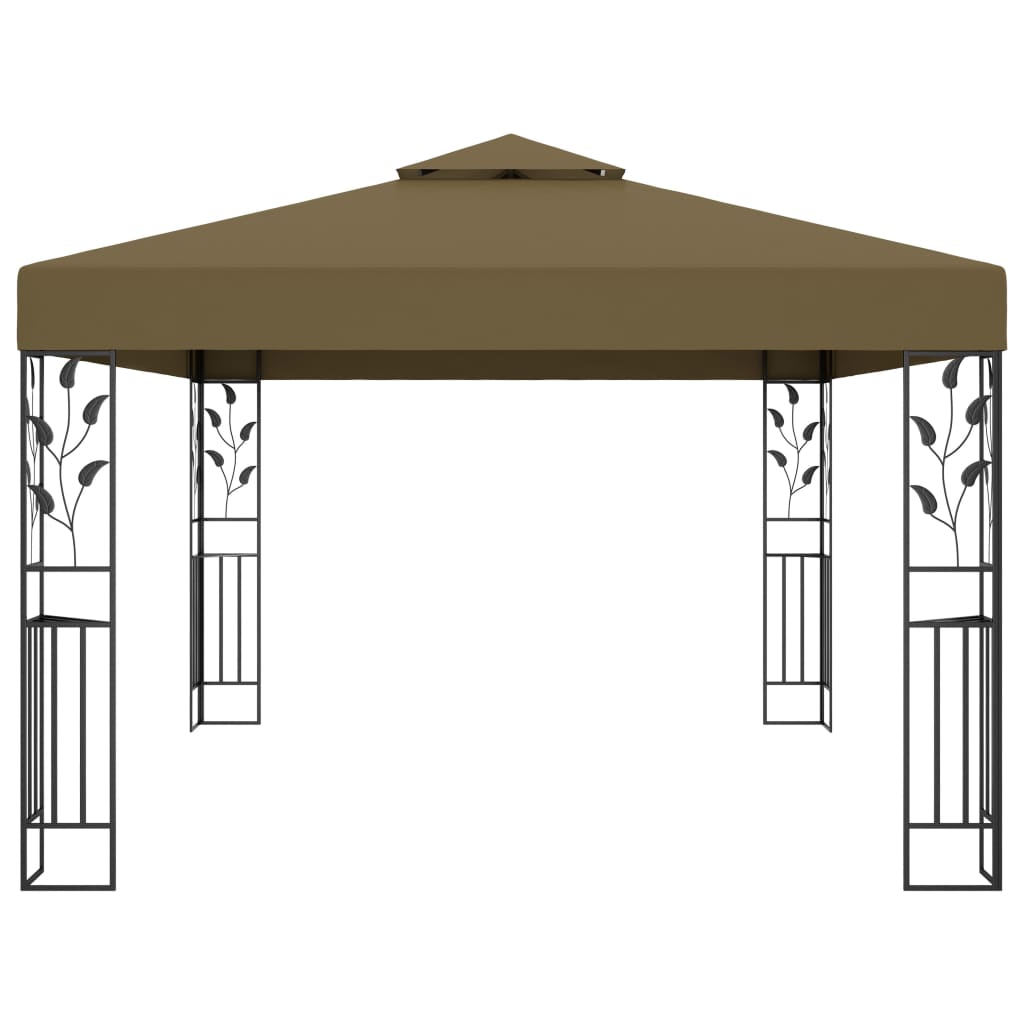 Gazebo com telhado duplo 3x4 m 180 g/m² cinza-acastanhado