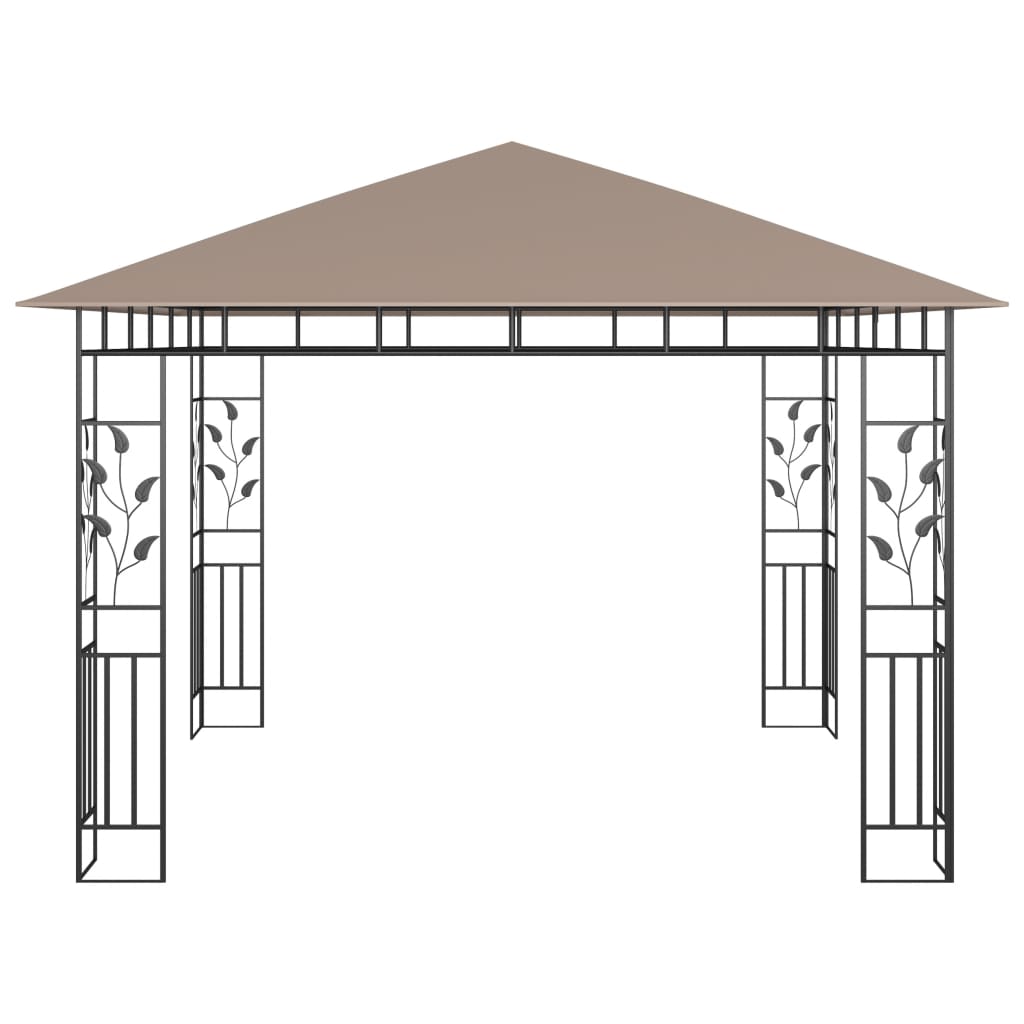 Gazebo c/ rede mosquiteira 3x3x2,73m 180 g/m² cinza-acastanhado