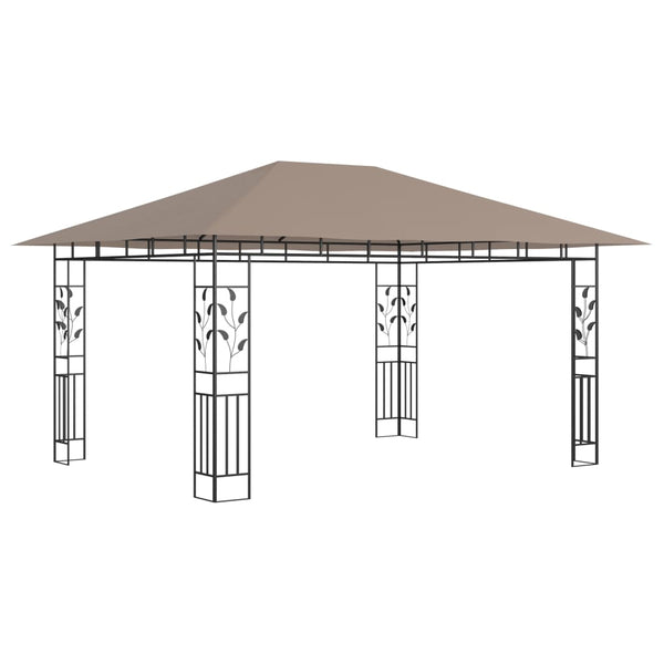 Gazebo c/ rede mosquiteira 4x3x2,73m 180 g/m² cinza-acastanhado
