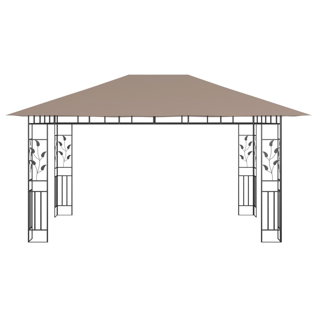 Gazebo c/ rede mosquiteira 4x3x2,73m 180 g/m² cinza-acastanhado