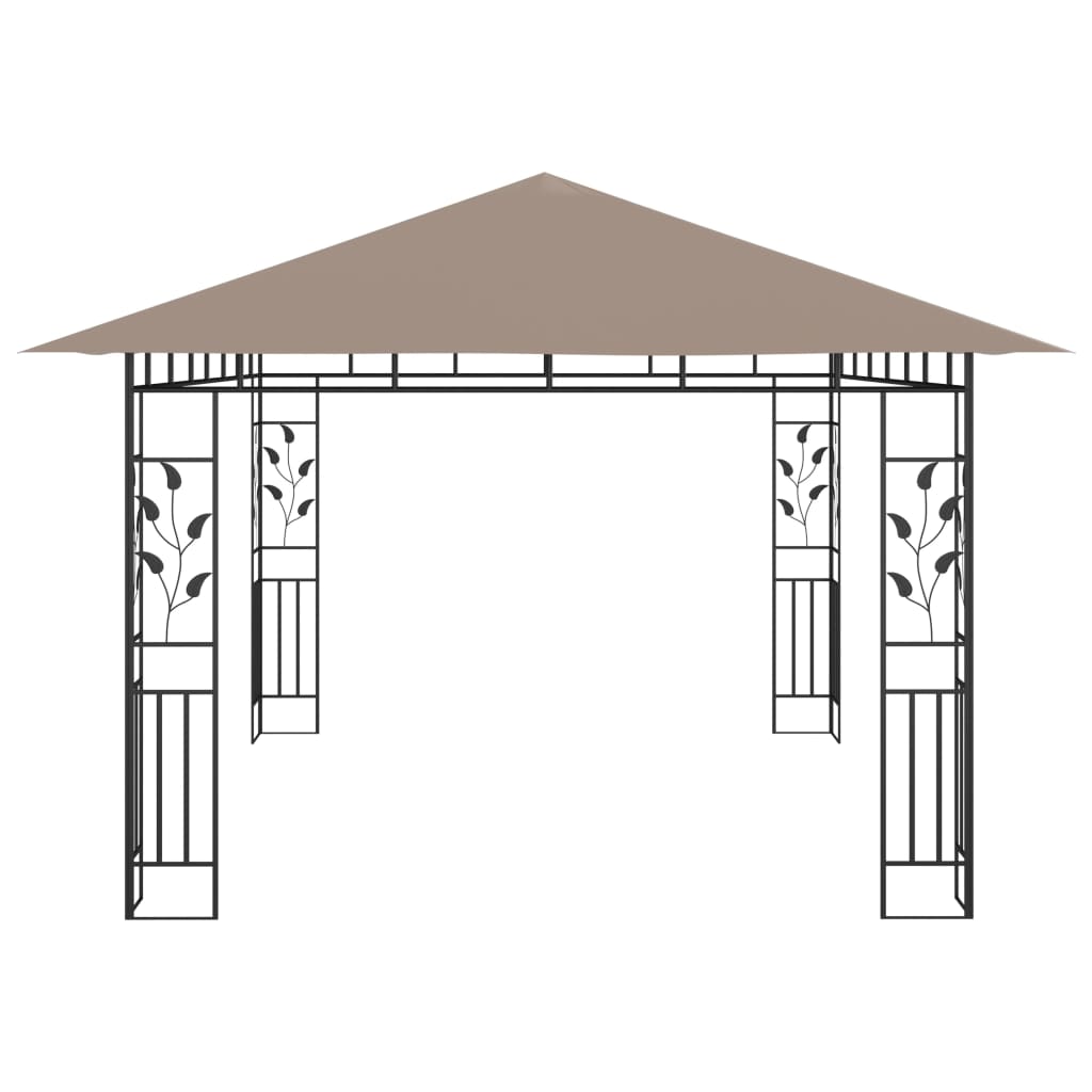 Gazebo c/ rede mosquiteira 4x3x2,73m 180 g/m² cinza-acastanhado