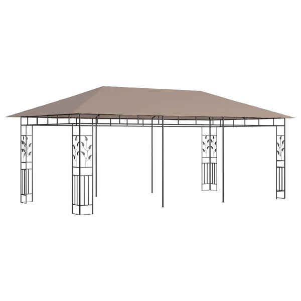 Gazebo c/ rede mosquiteira 6x3x2,73m 180 g/m² cinza-acastanhado