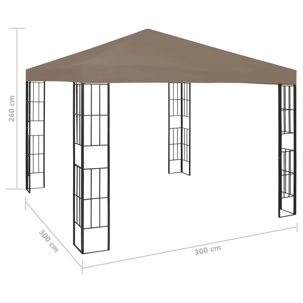 Gazebo 3x3 m cinzento-acastanhado