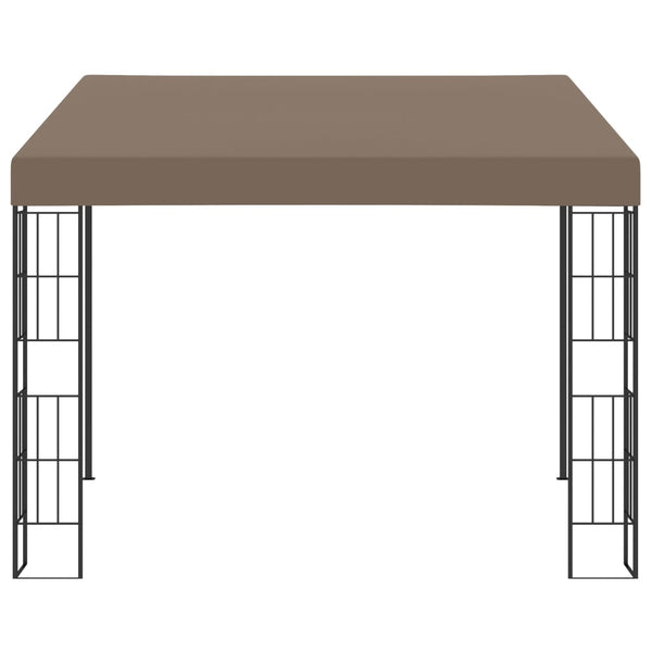Gazebo de montagem na parede 3x3 m tecido cinzento-acastanhado