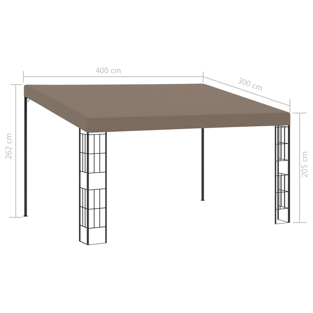 Gazebo de montagem na parede 4x3 m tecido cinzento-acastanhado