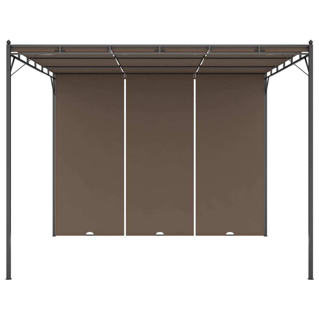 Gazebo jardim c/ cortina lateral 3x3x2,25m cinzento-acastanhado