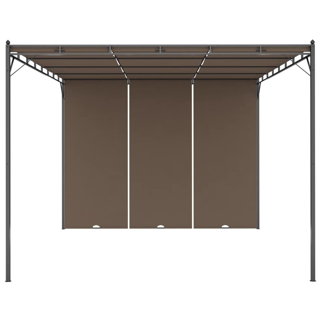 Gazebo jardim c/ cortina lateral 4x3x2,25m cinzento-acastanhado