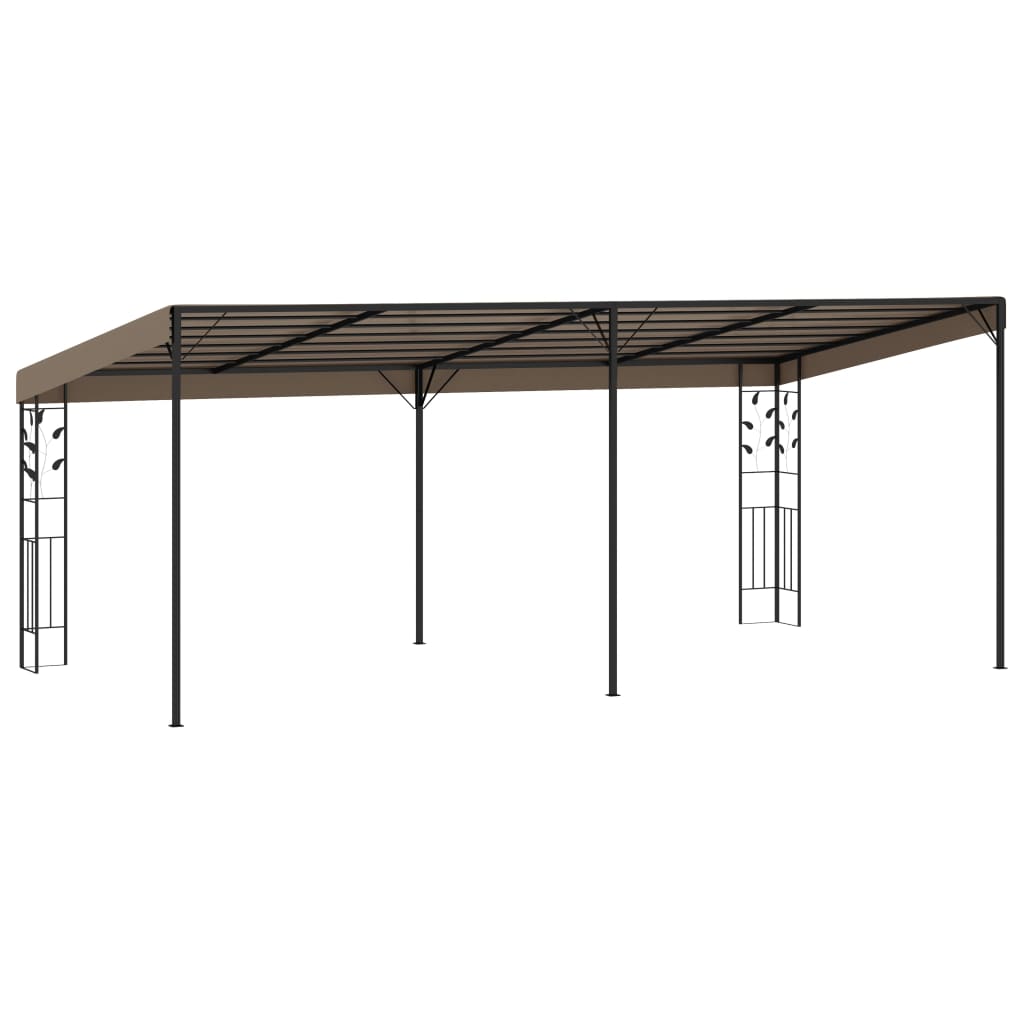 Gazebo de parede 6x3x2,5 m cinzento-acastanhado