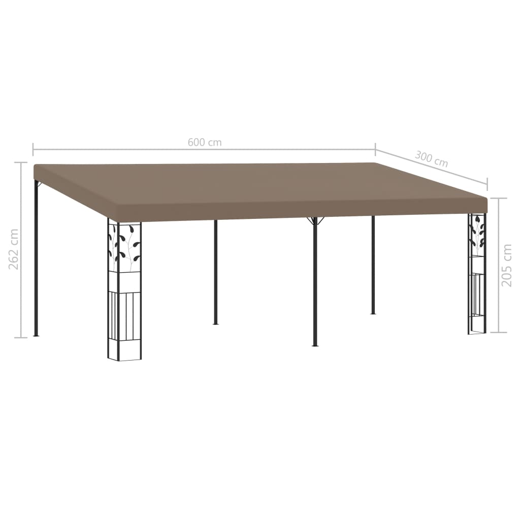 Gazebo de parede 6x3x2,5 m cinzento-acastanhado