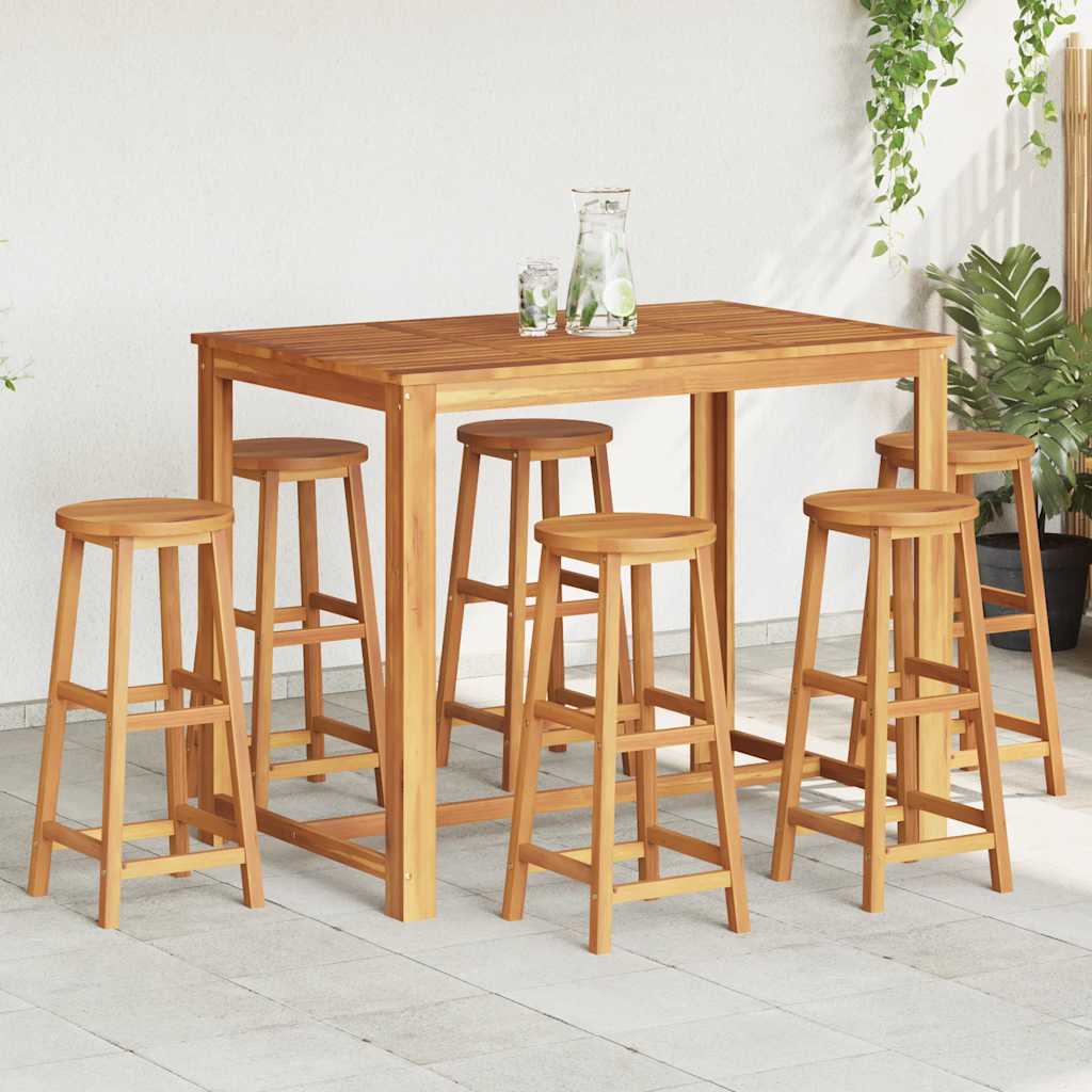 Bancos de bar 6 pcs madeira de acácia maciça