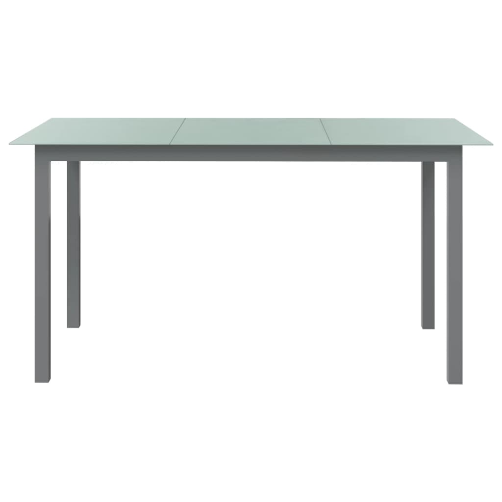Mesa de jardim em alumínio e vidro 150x90x74 cm cinzento-claro