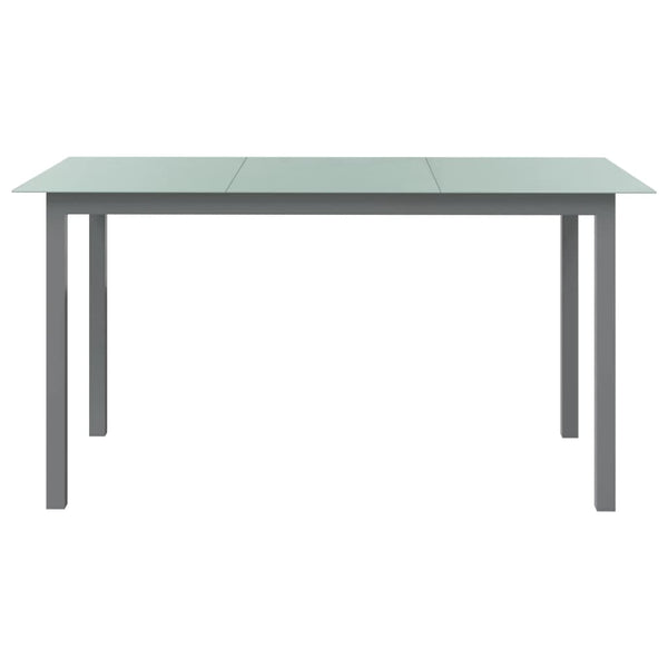 Mesa de jardim em alumínio e vidro 150x90x74 cm cinzento-claro