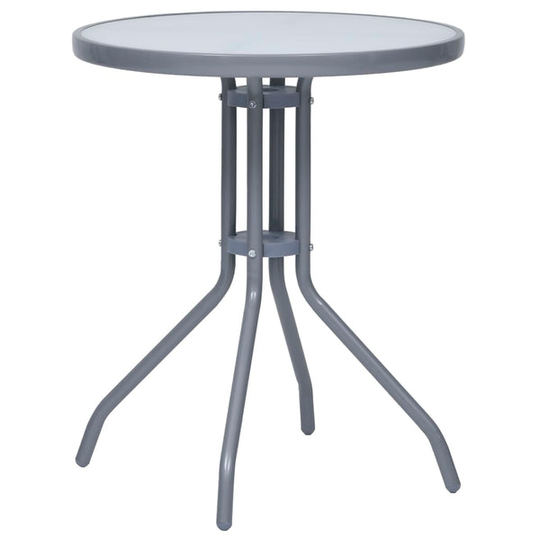 Mesa de jardim 60 cm aço e vidro cinzento-claro