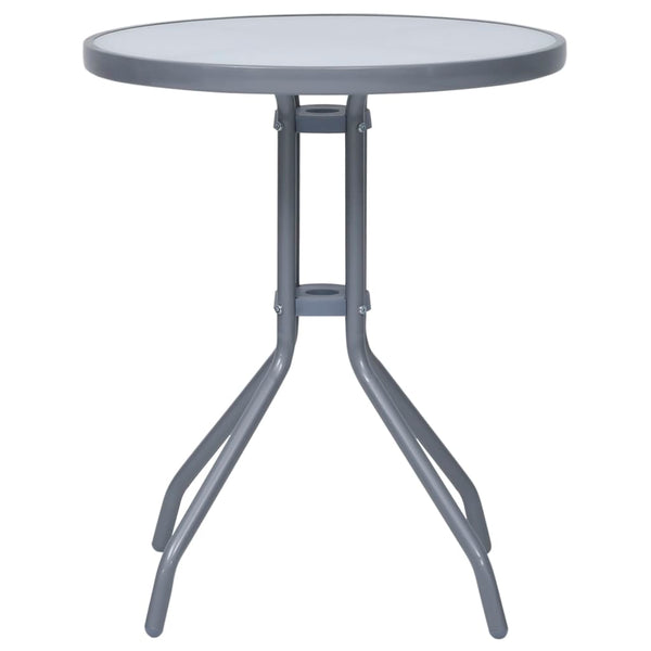 Mesa de jardim 60 cm aço e vidro cinzento-claro
