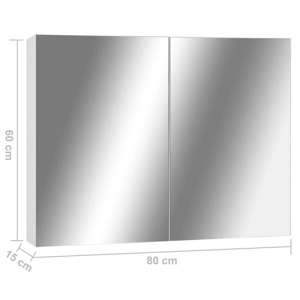 Armário espelhado casa de banho 80x15x60 cm MDF branco