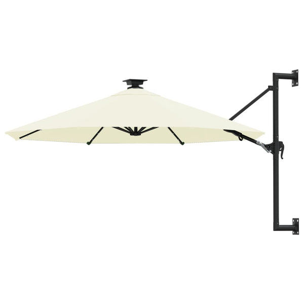 Guarda-sol para jardim de parede c/ luzes LED 300 cm areia