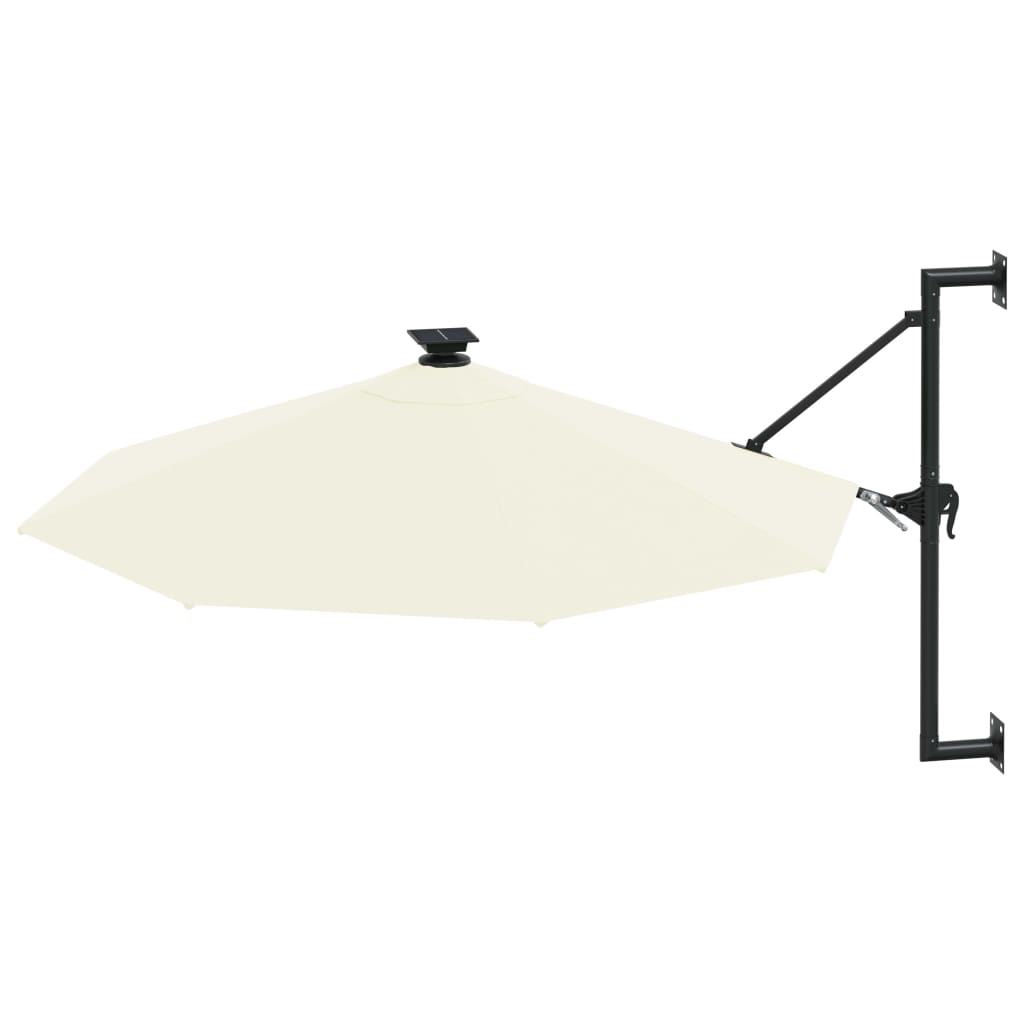 Guarda-sol para jardim de parede c/ luzes LED 300 cm areia
