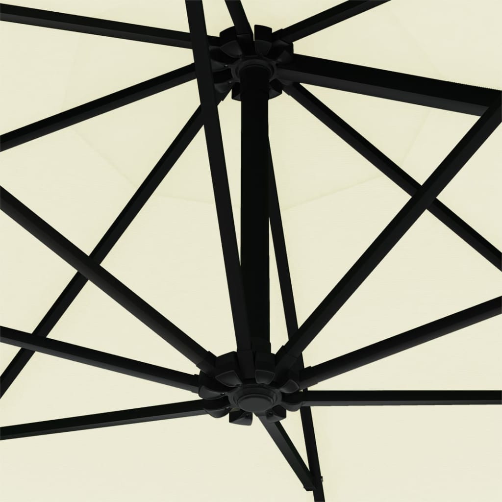 Guarda-sol para jardim de parede c/ luzes LED 300 cm areia