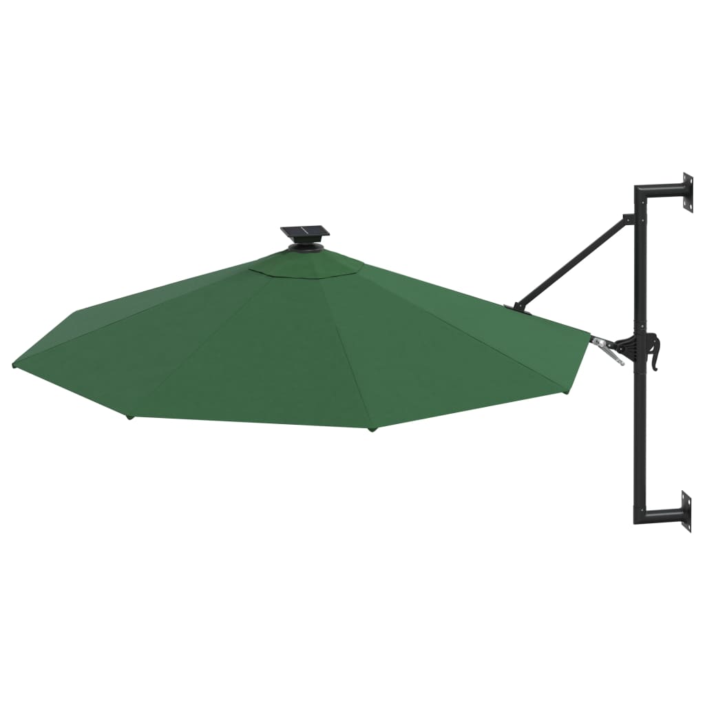 Guarda-sol para jardim de parede com luzes LED 300 cm verde