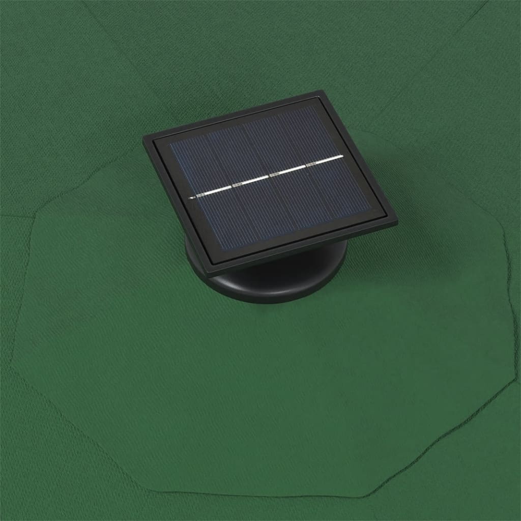 Guarda-sol para jardim de parede com luzes LED 300 cm verde