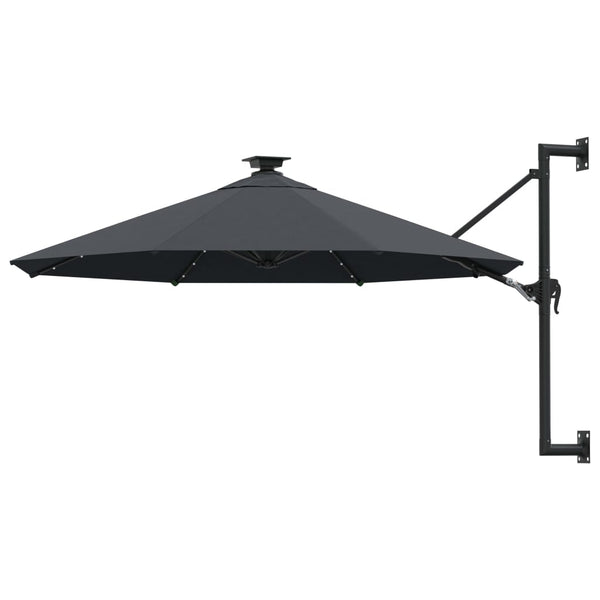 Guarda-sol para jardim de parede c/ luzes LED 300 cm antracite