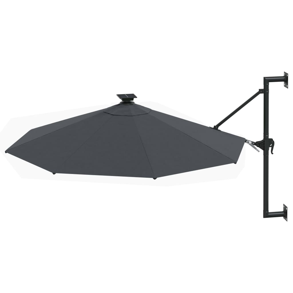 Guarda-sol para jardim de parede c/ luzes LED 300 cm antracite
