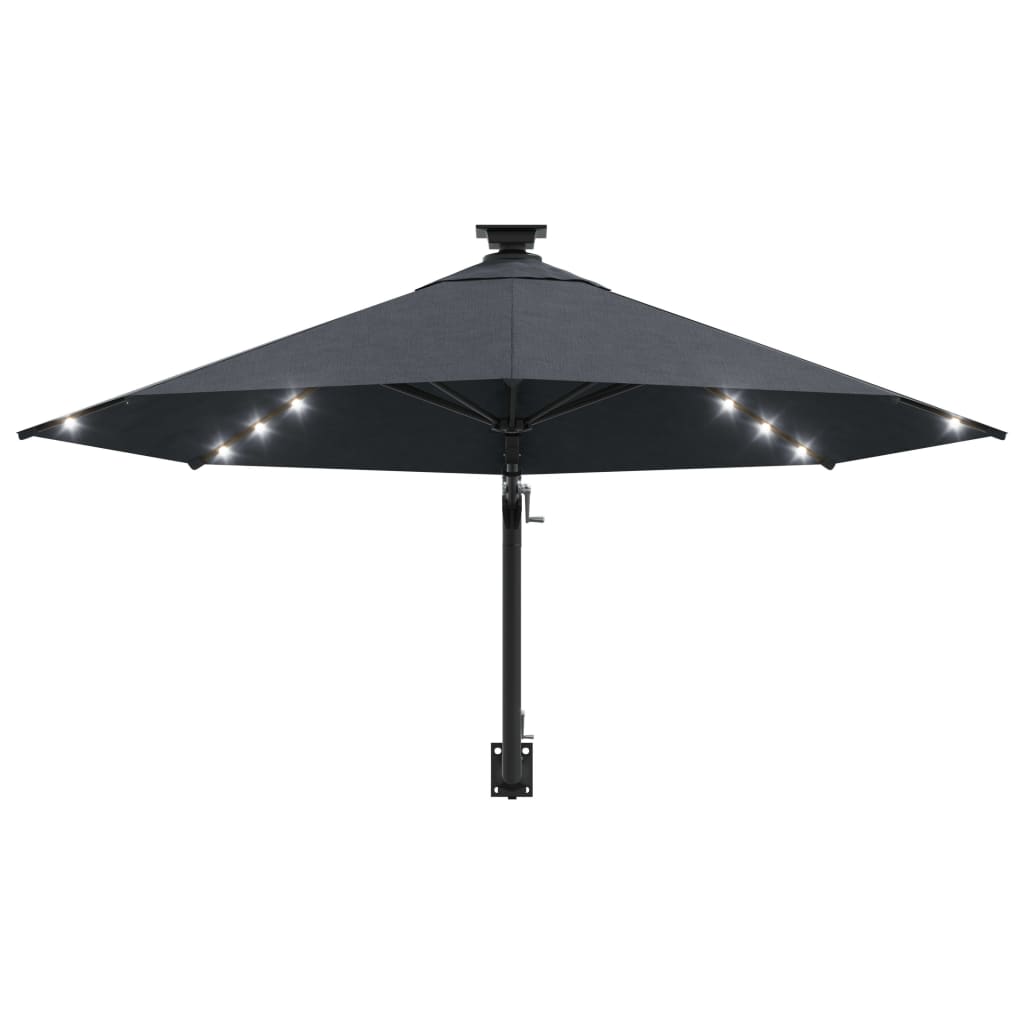 Guarda-sol para jardim de parede c/ luzes LED 300 cm antracite