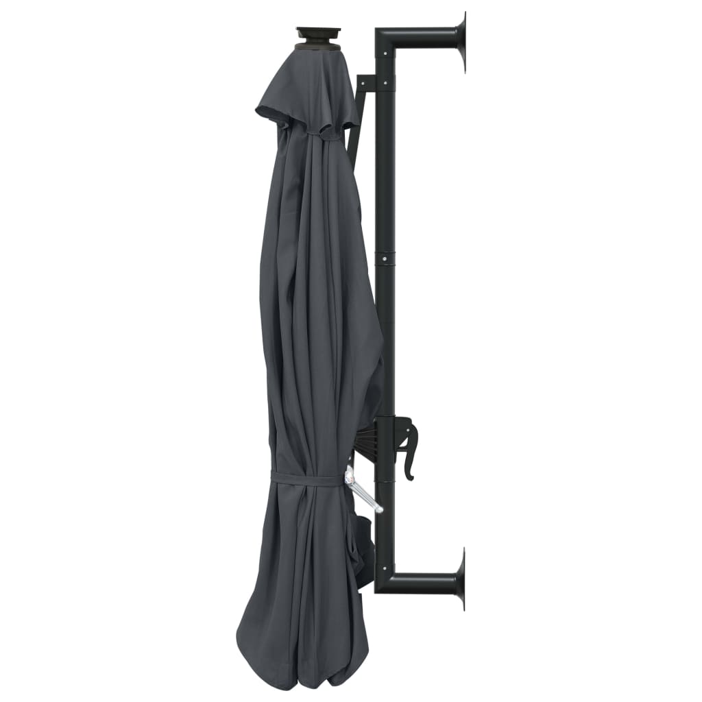 Guarda-sol para jardim de parede c/ luzes LED 300 cm antracite