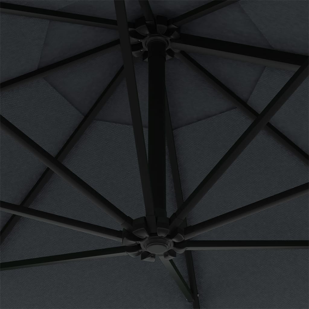 Guarda-sol para jardim de parede c/ luzes LED 300 cm antracite