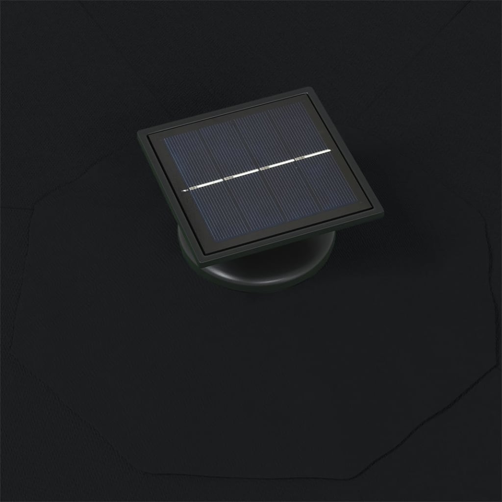 Guarda-sol para jardim de parede com luzes LED 300 cm preto