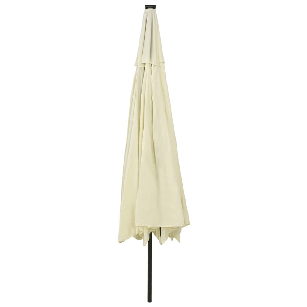 Guarda-sol de jardim com luzes LED 400 cm areia