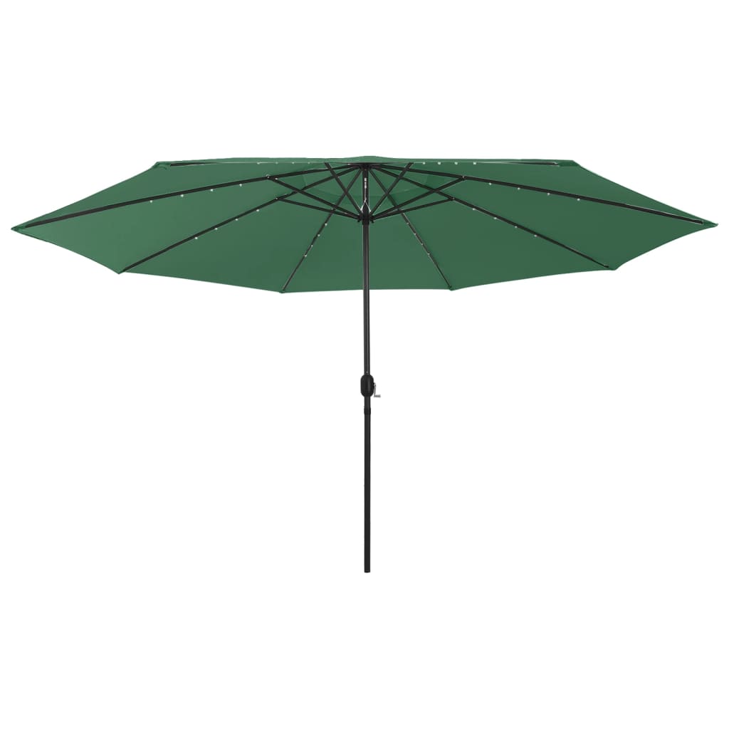 Guarda-sol de jardim com luzes LED 400 cm verde