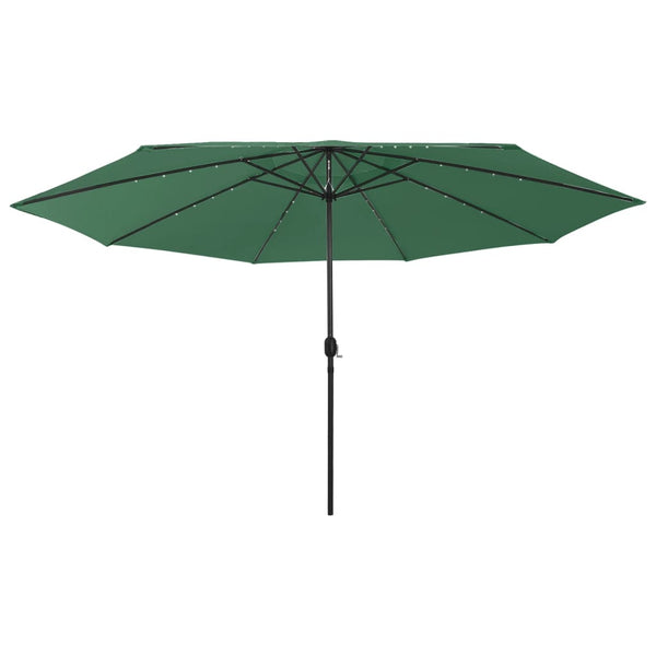 Guarda-sol de jardim com luzes LED 400 cm verde