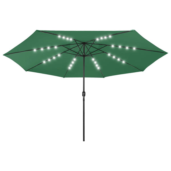 Guarda-sol de jardim com luzes LED 400 cm verde
