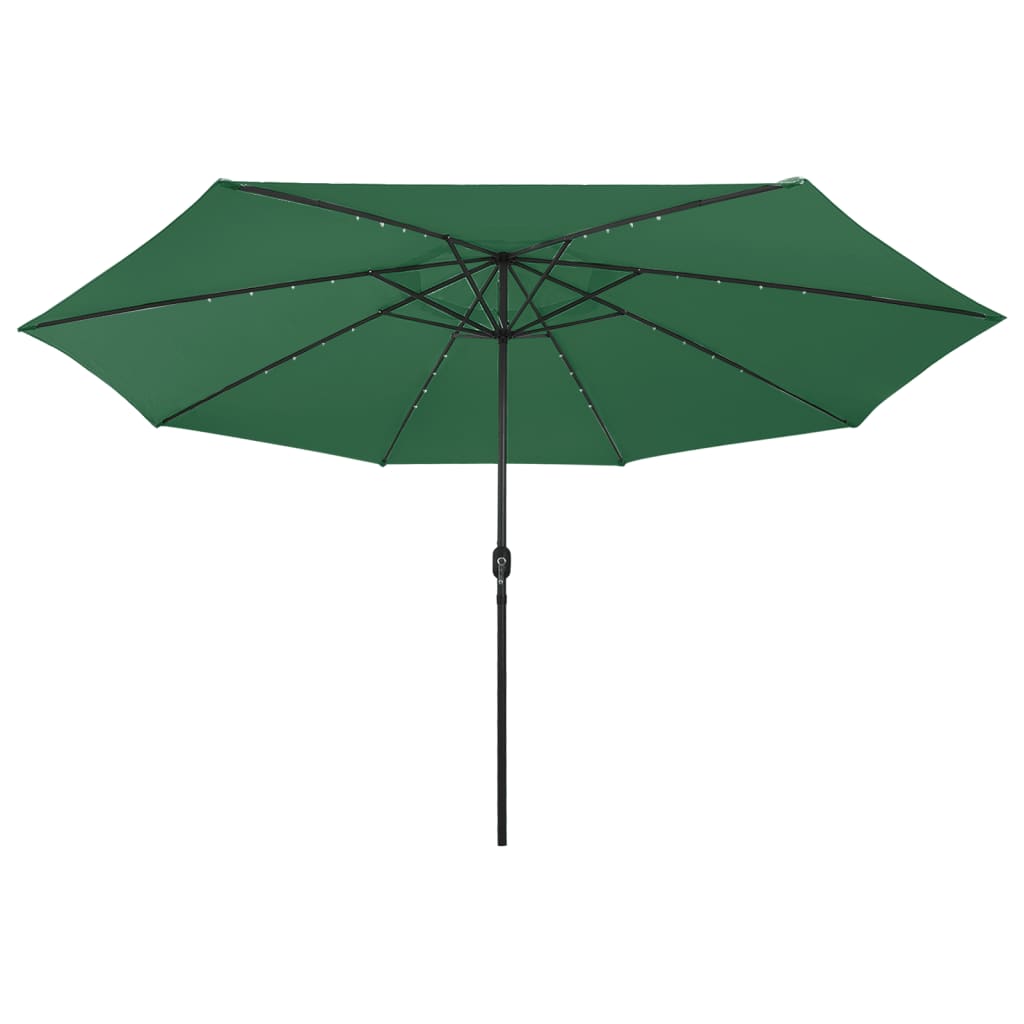 Guarda-sol de jardim com luzes LED 400 cm verde