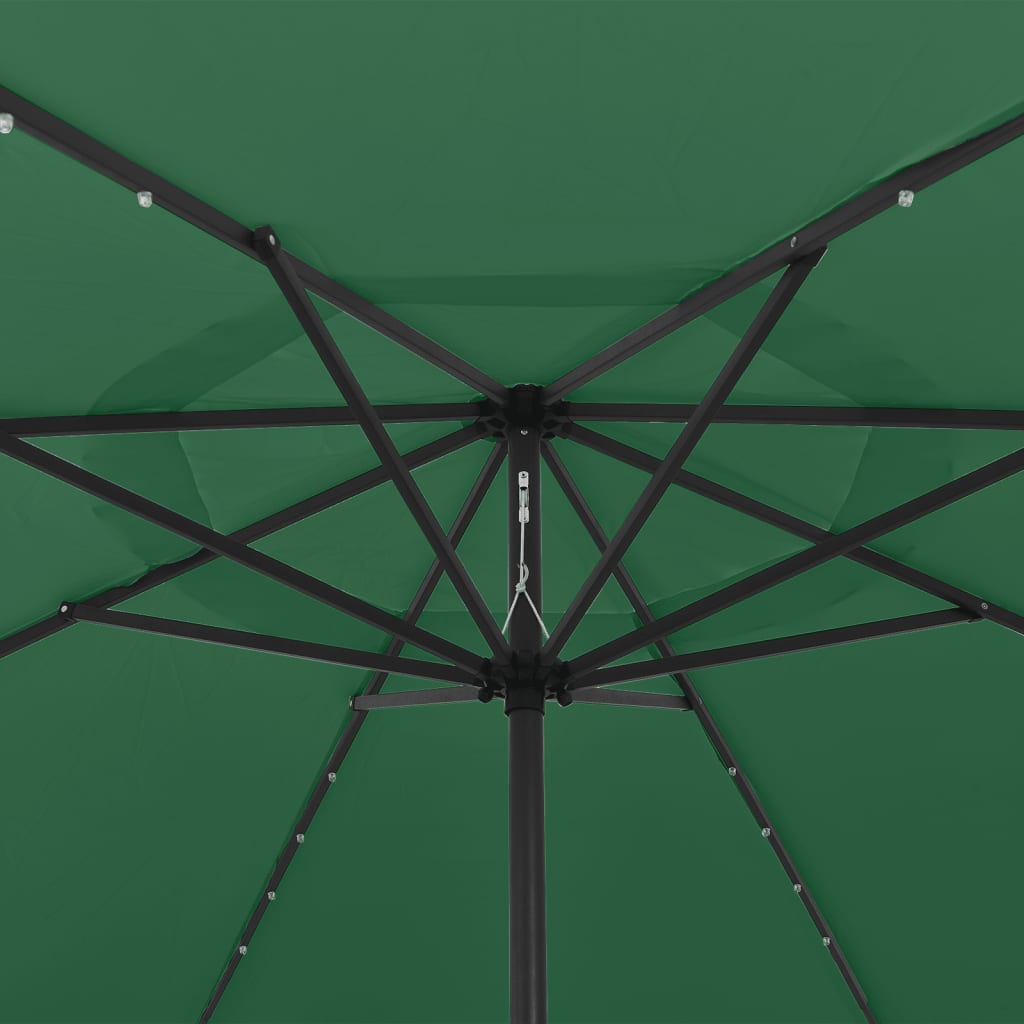 Guarda-sol de jardim com luzes LED 400 cm verde