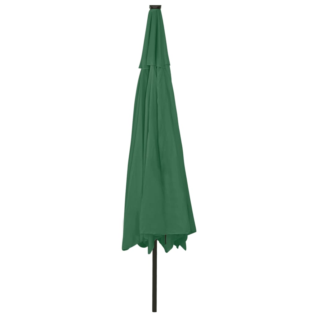 Guarda-sol de jardim com luzes LED 400 cm verde