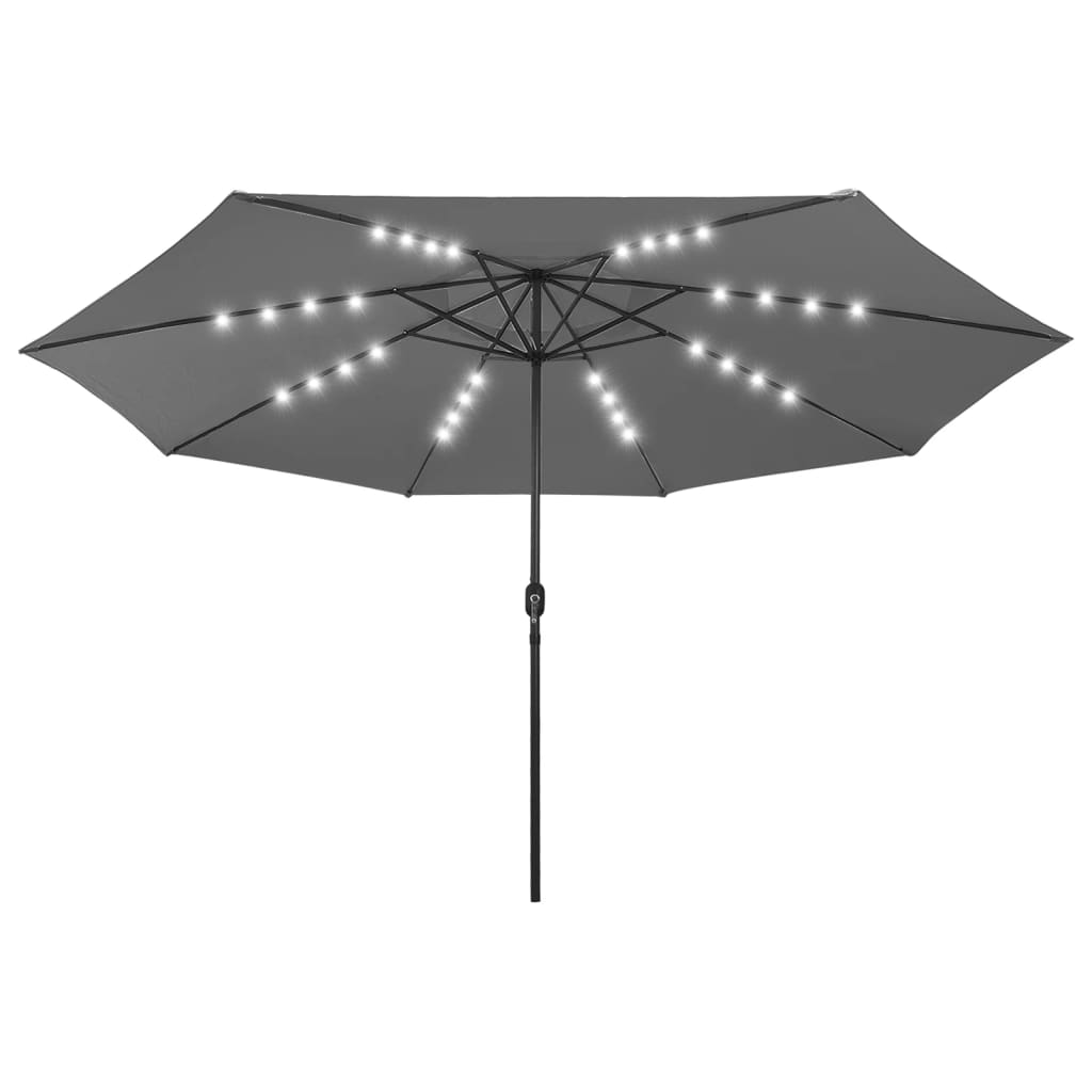 Guarda-sol de jardim com luzes LED 400 cm antracite