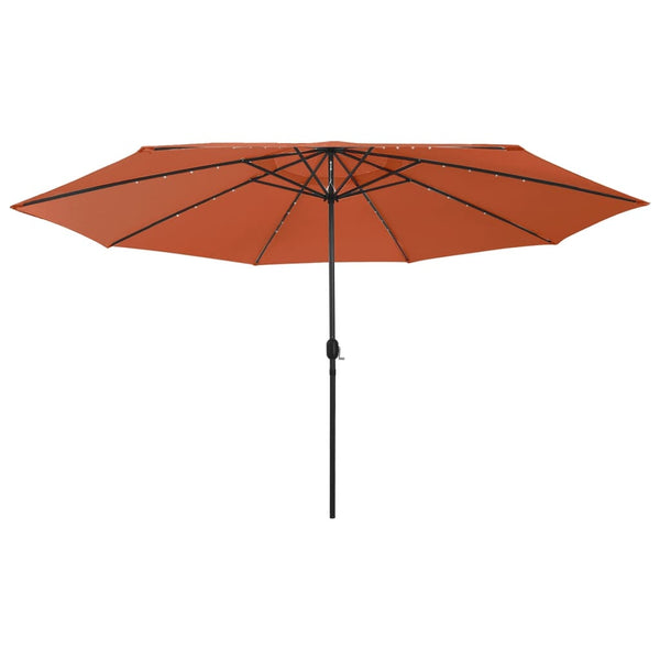 Guarda-sol de jardim com luzes LED 400 cm terracota