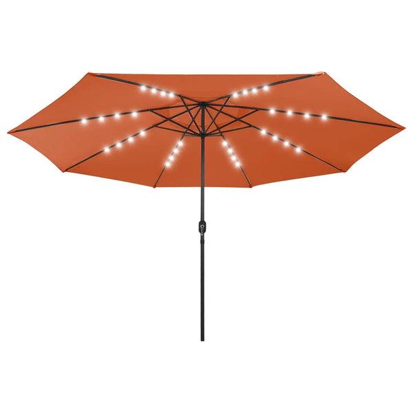 Guarda-sol de jardim com luzes LED 400 cm terracota