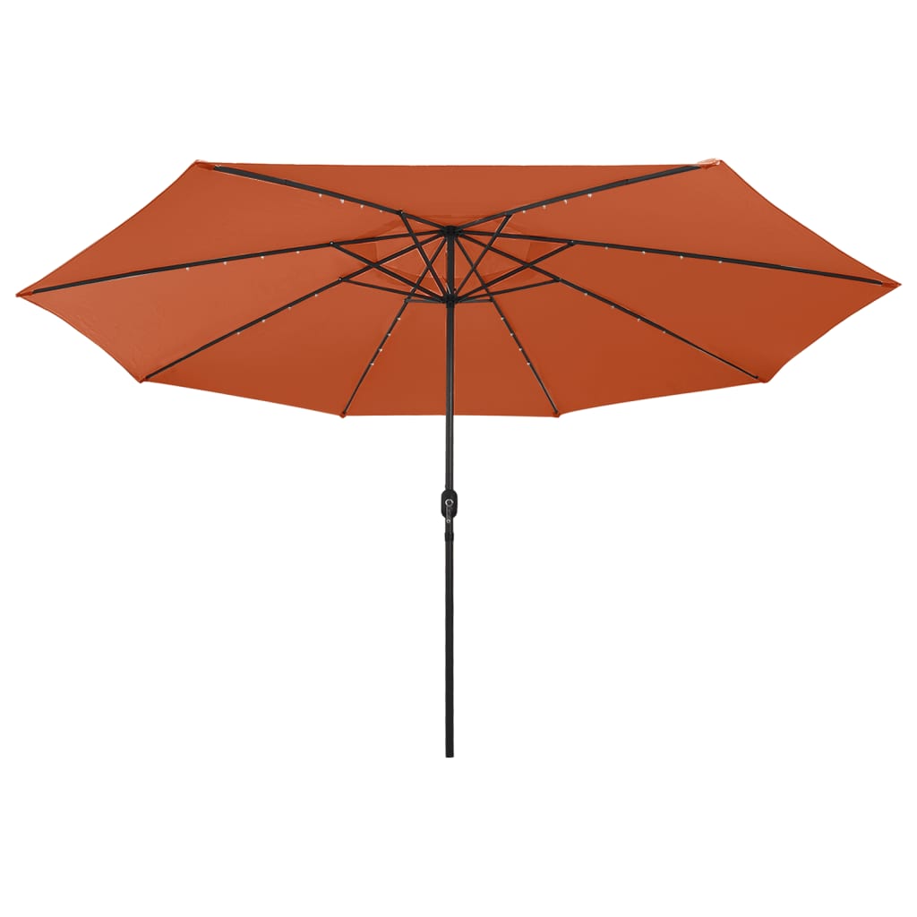 Guarda-sol de jardim com luzes LED 400 cm terracota