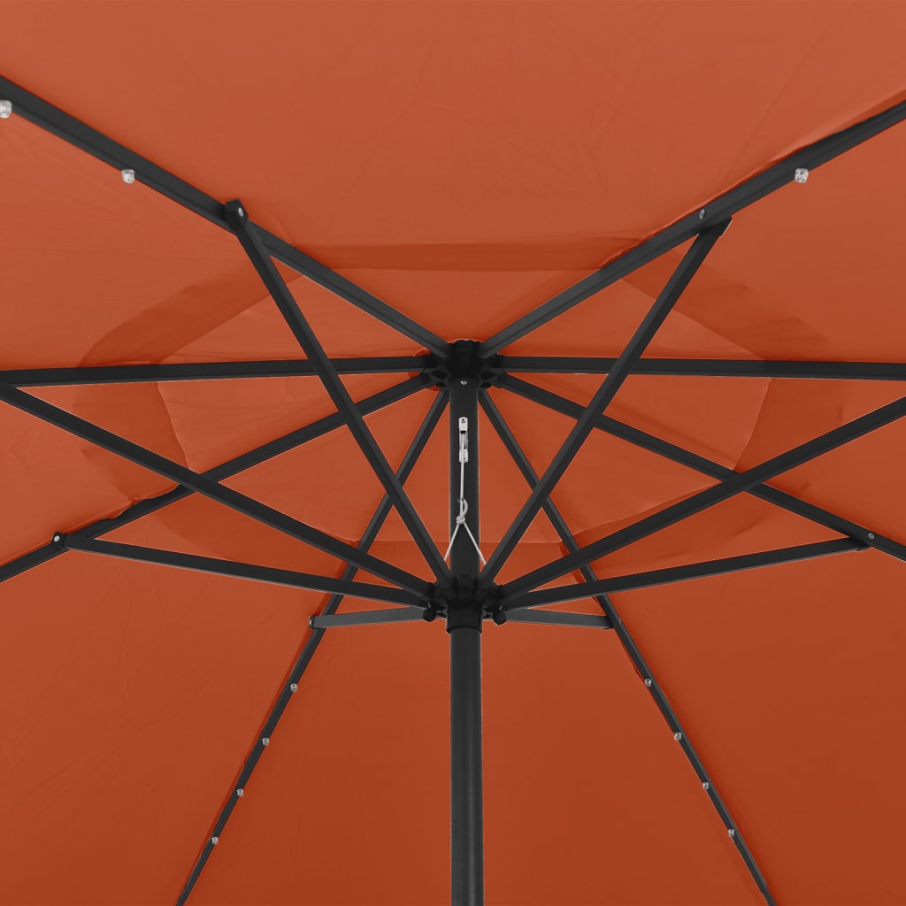 Guarda-sol de jardim com luzes LED 400 cm terracota