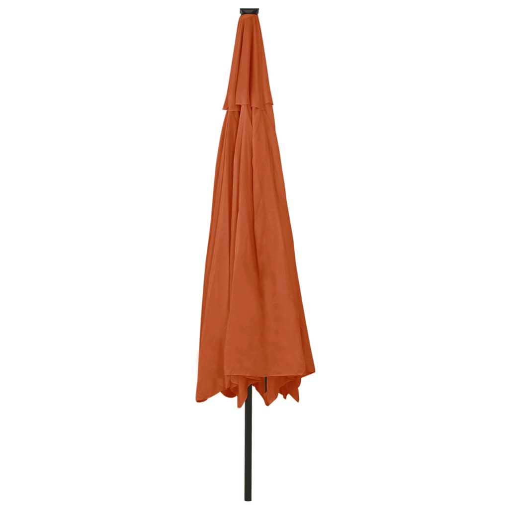 Guarda-sol de jardim com luzes LED 400 cm terracota